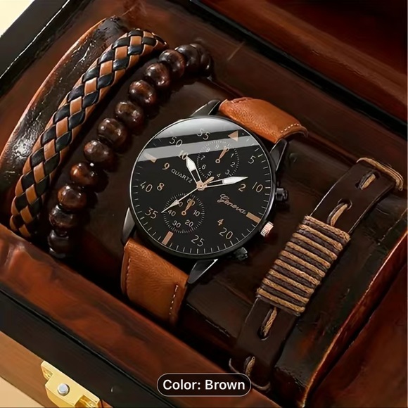 Other - Copy listing 4pcs Men's Fashion Luxury Quartz Watch And Bracelets Set